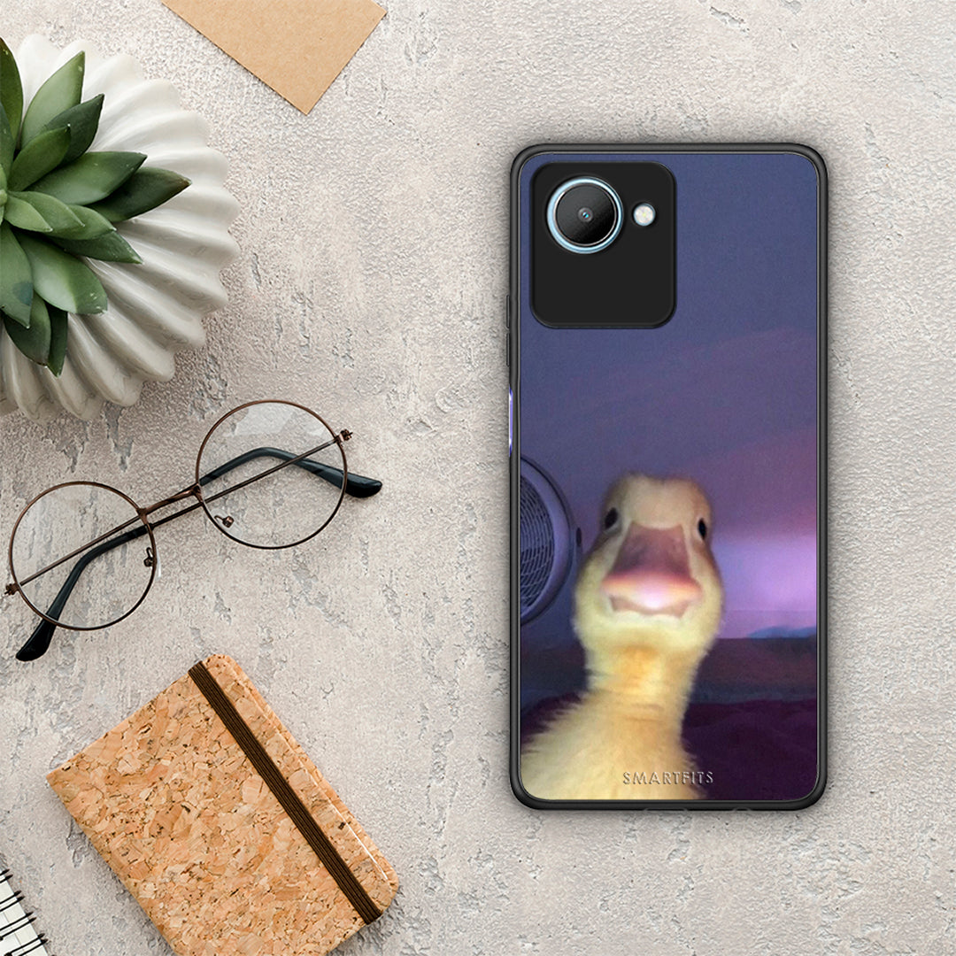 Θήκη Realme C30 Meme Duck από τη Smartfits με σχέδιο στο πίσω μέρος και μαύρο περίβλημα | Realme C30 Meme Duck Case with Colorful Back and Black Bezels