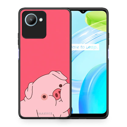 Θήκη Realme C30 Pig Love 1 από τη Smartfits με σχέδιο στο πίσω μέρος και μαύρο περίβλημα | Realme C30 Pig Love 1 Case with Colorful Back and Black Bezels