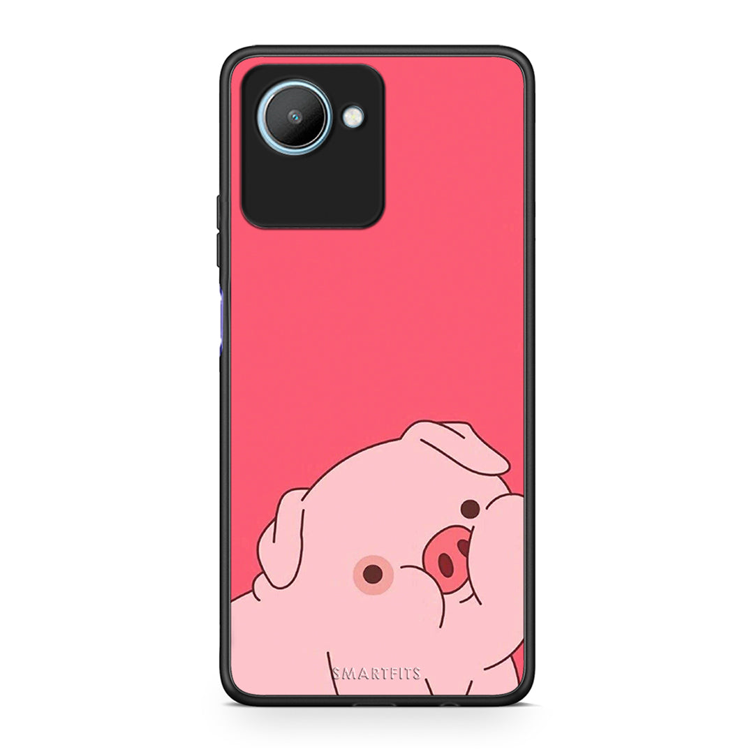 Θήκη Realme C30 Pig Love 1 από τη Smartfits με σχέδιο στο πίσω μέρος και μαύρο περίβλημα | Realme C30 Pig Love 1 Case with Colorful Back and Black Bezels