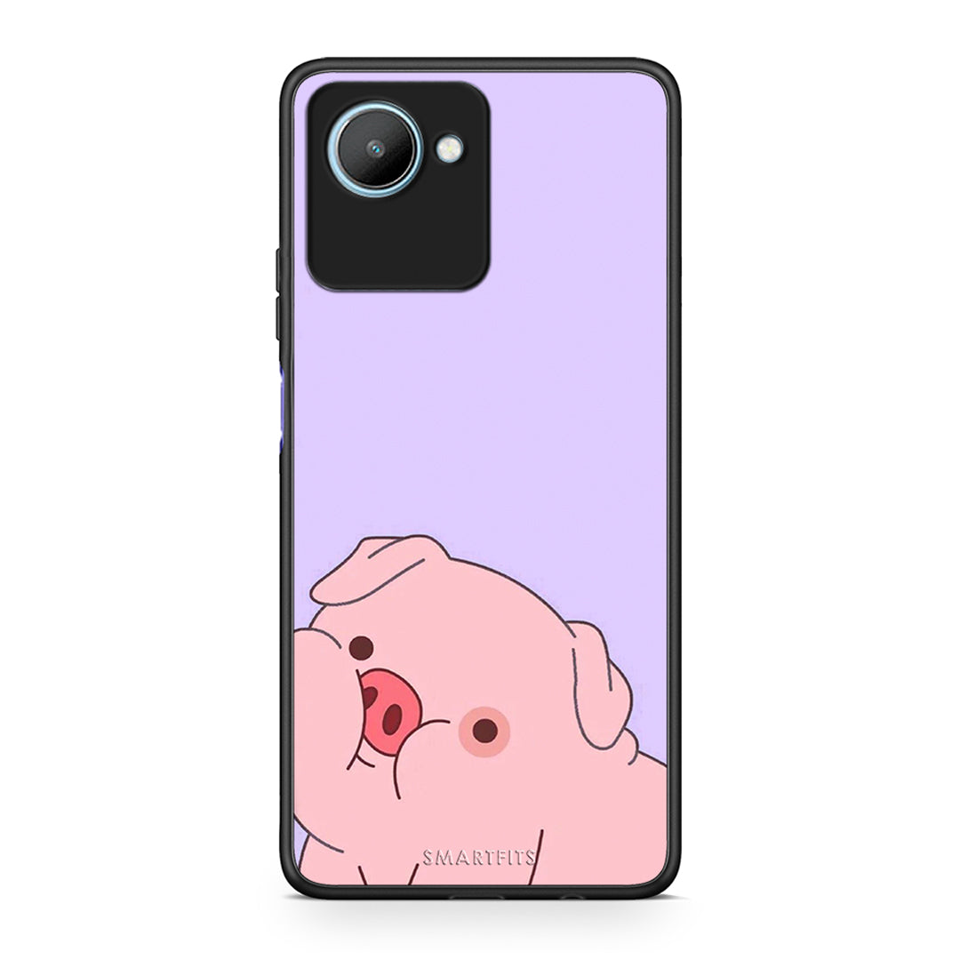 Θήκη Realme C30 Pig Love 2 από τη Smartfits με σχέδιο στο πίσω μέρος και μαύρο περίβλημα | Realme C30 Pig Love 2 Case with Colorful Back and Black Bezels