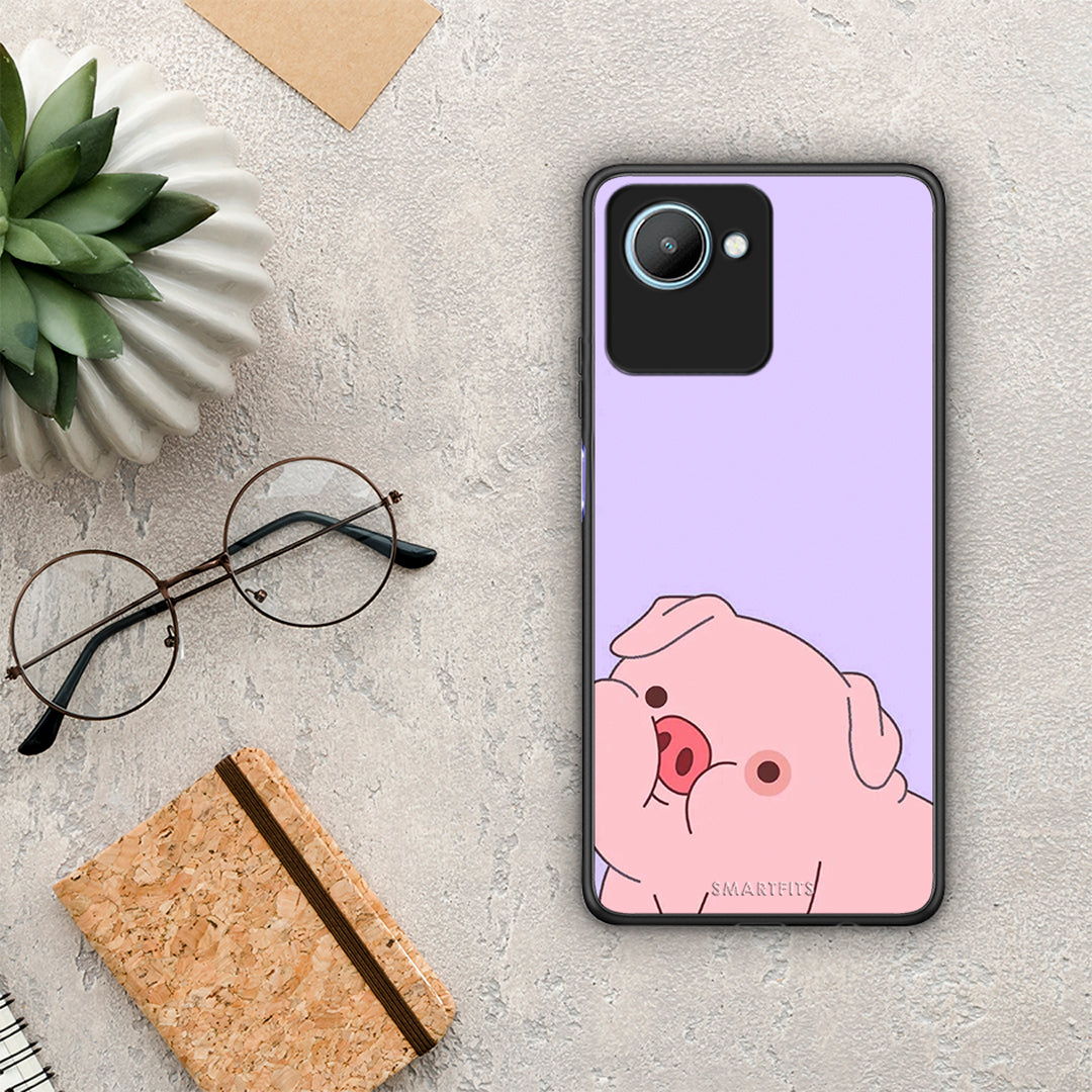 Θήκη Realme C30 Pig Love 2 από τη Smartfits με σχέδιο στο πίσω μέρος και μαύρο περίβλημα | Realme C30 Pig Love 2 Case with Colorful Back and Black Bezels