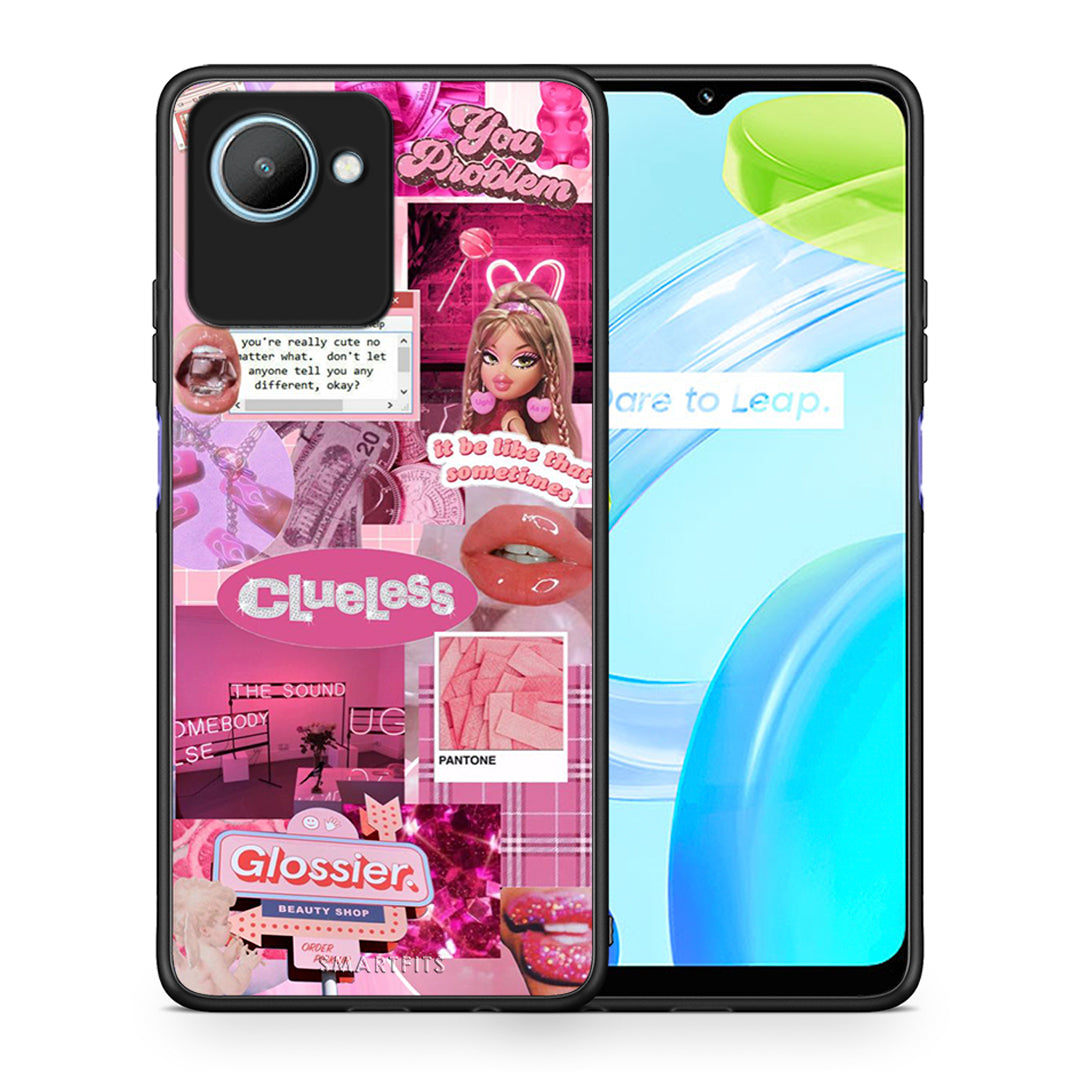 Θήκη Realme C30 Pink Love από τη Smartfits με σχέδιο στο πίσω μέρος και μαύρο περίβλημα | Realme C30 Pink Love Case with Colorful Back and Black Bezels