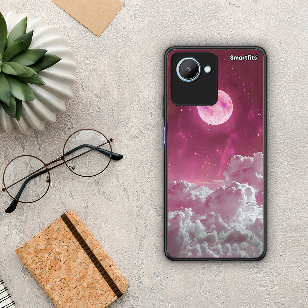 Θήκη Realme C30 Pink Moon από τη Smartfits με σχέδιο στο πίσω μέρος και μαύρο περίβλημα | Realme C30 Pink Moon Case with Colorful Back and Black Bezels