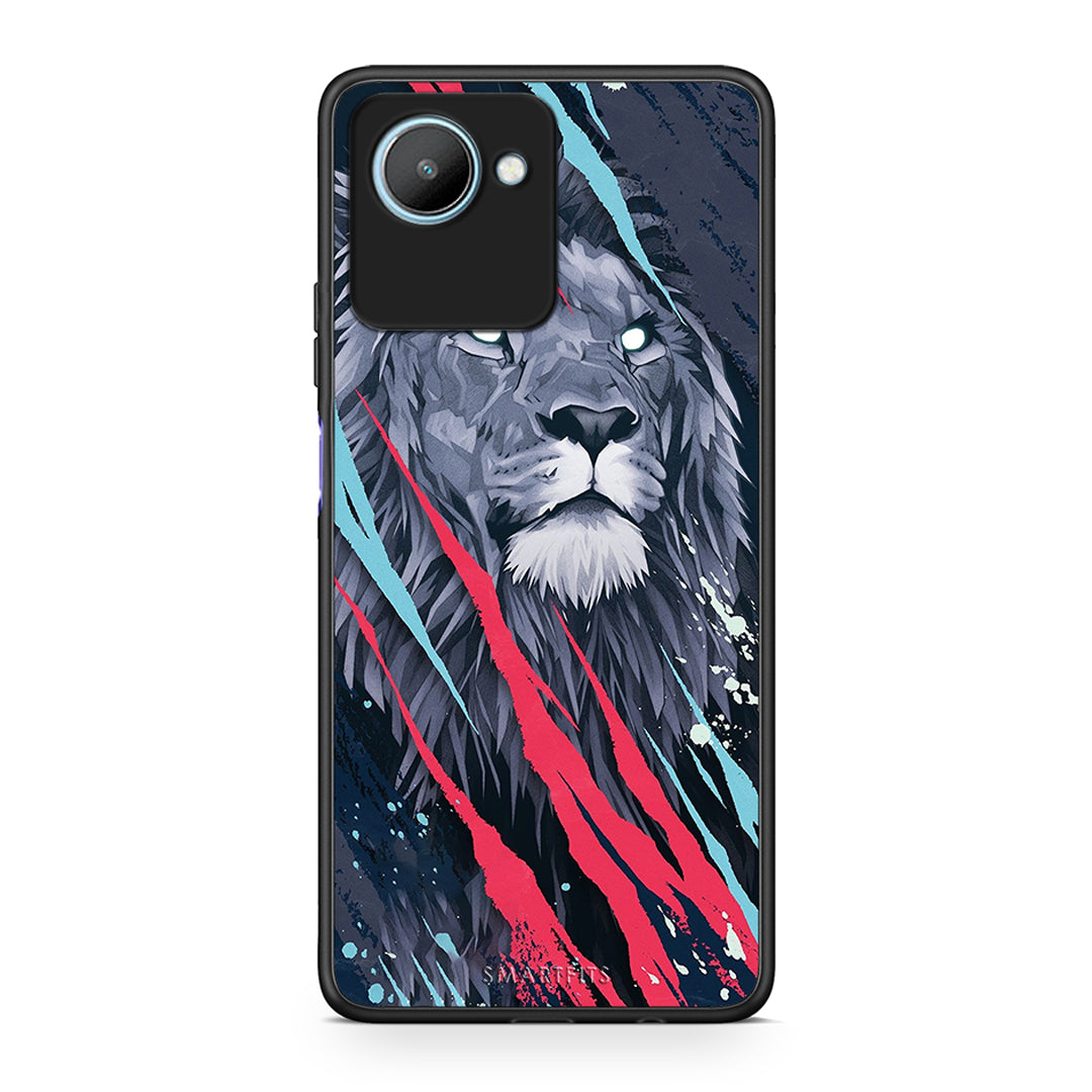 Θήκη Realme C30 PopArt Lion Designer από τη Smartfits με σχέδιο στο πίσω μέρος και μαύρο περίβλημα | Realme C30 PopArt Lion Designer Case with Colorful Back and Black Bezels