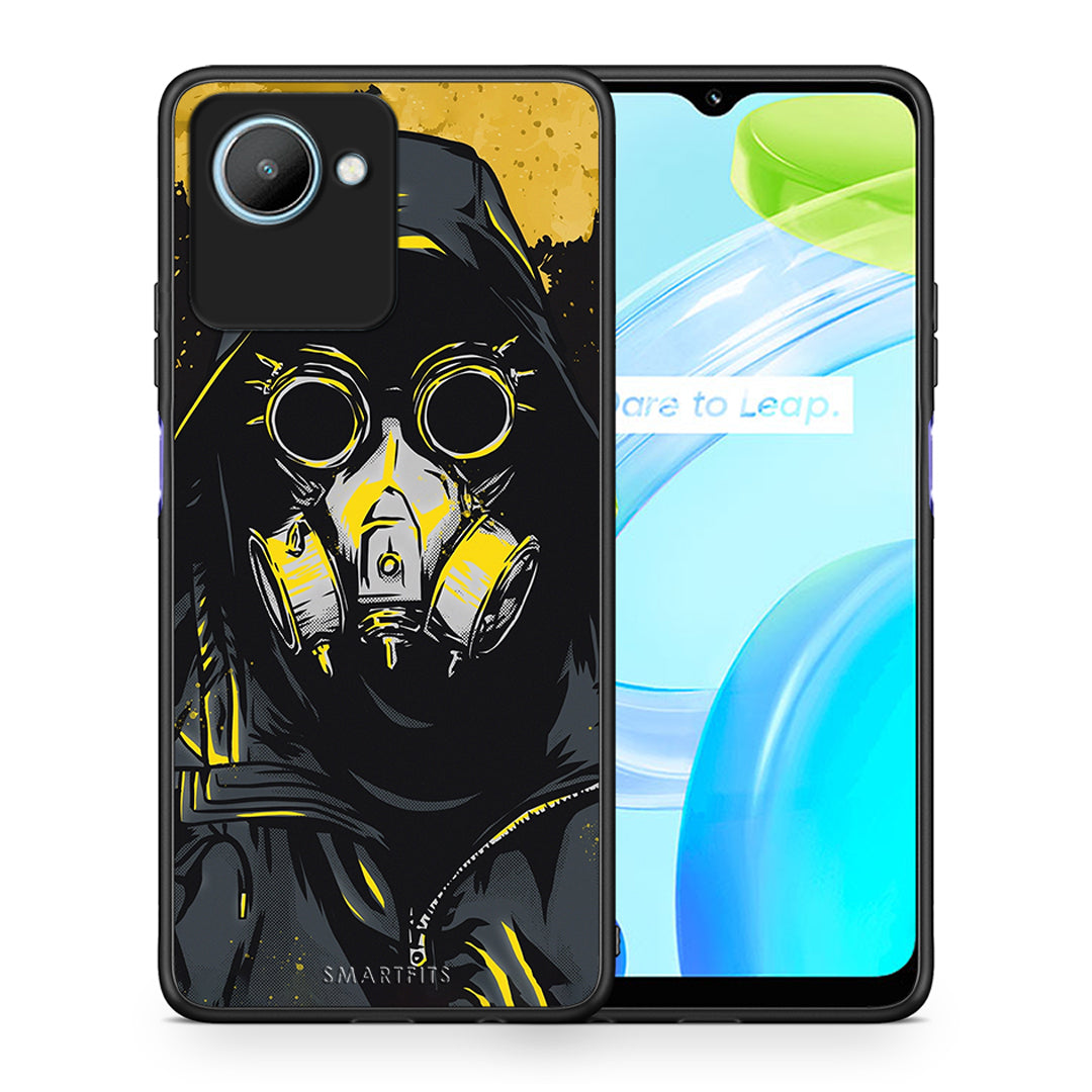 Θήκη Realme C30 PopArt Mask από τη Smartfits με σχέδιο στο πίσω μέρος και μαύρο περίβλημα | Realme C30 PopArt Mask Case with Colorful Back and Black Bezels