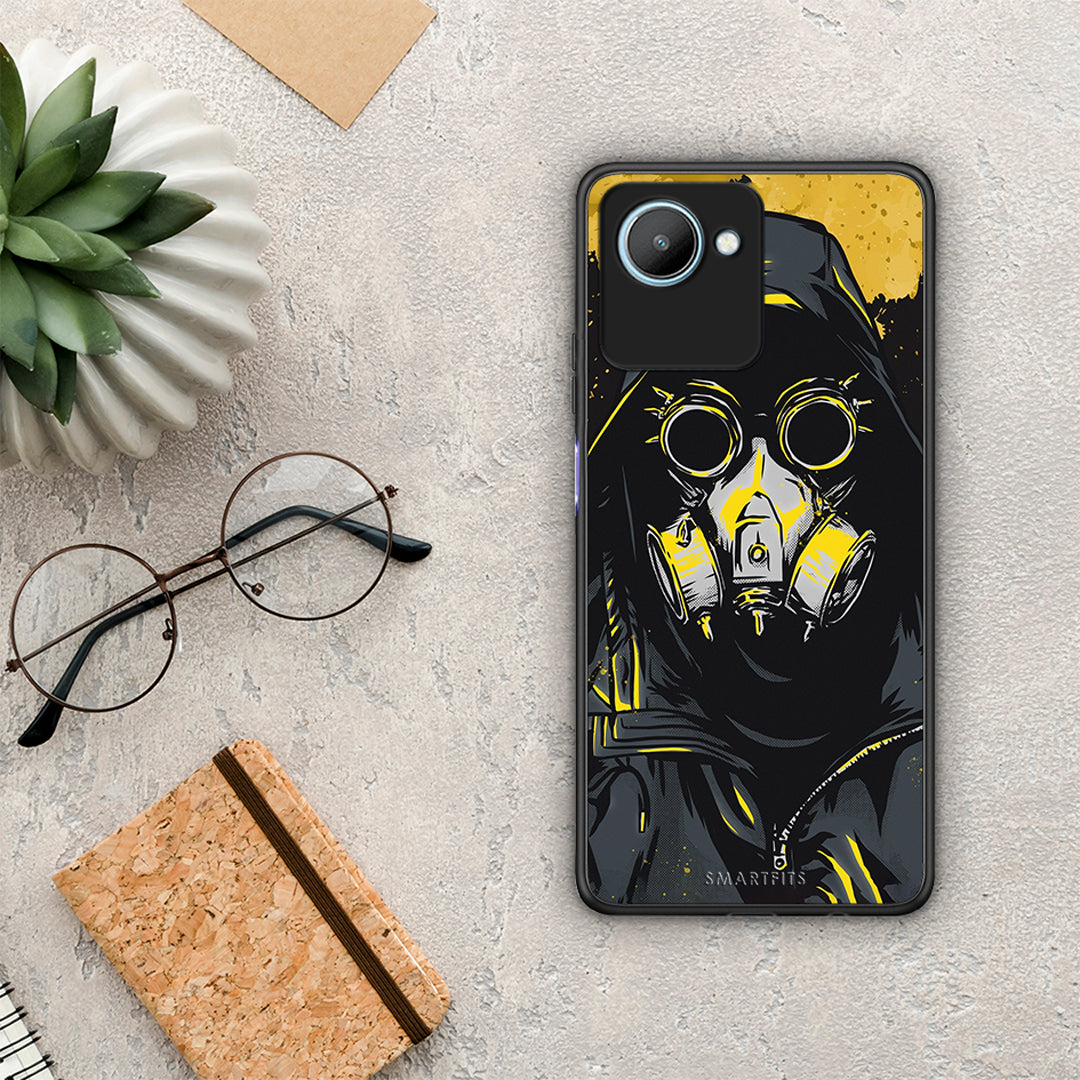 Θήκη Realme C30 PopArt Mask από τη Smartfits με σχέδιο στο πίσω μέρος και μαύρο περίβλημα | Realme C30 PopArt Mask Case with Colorful Back and Black Bezels