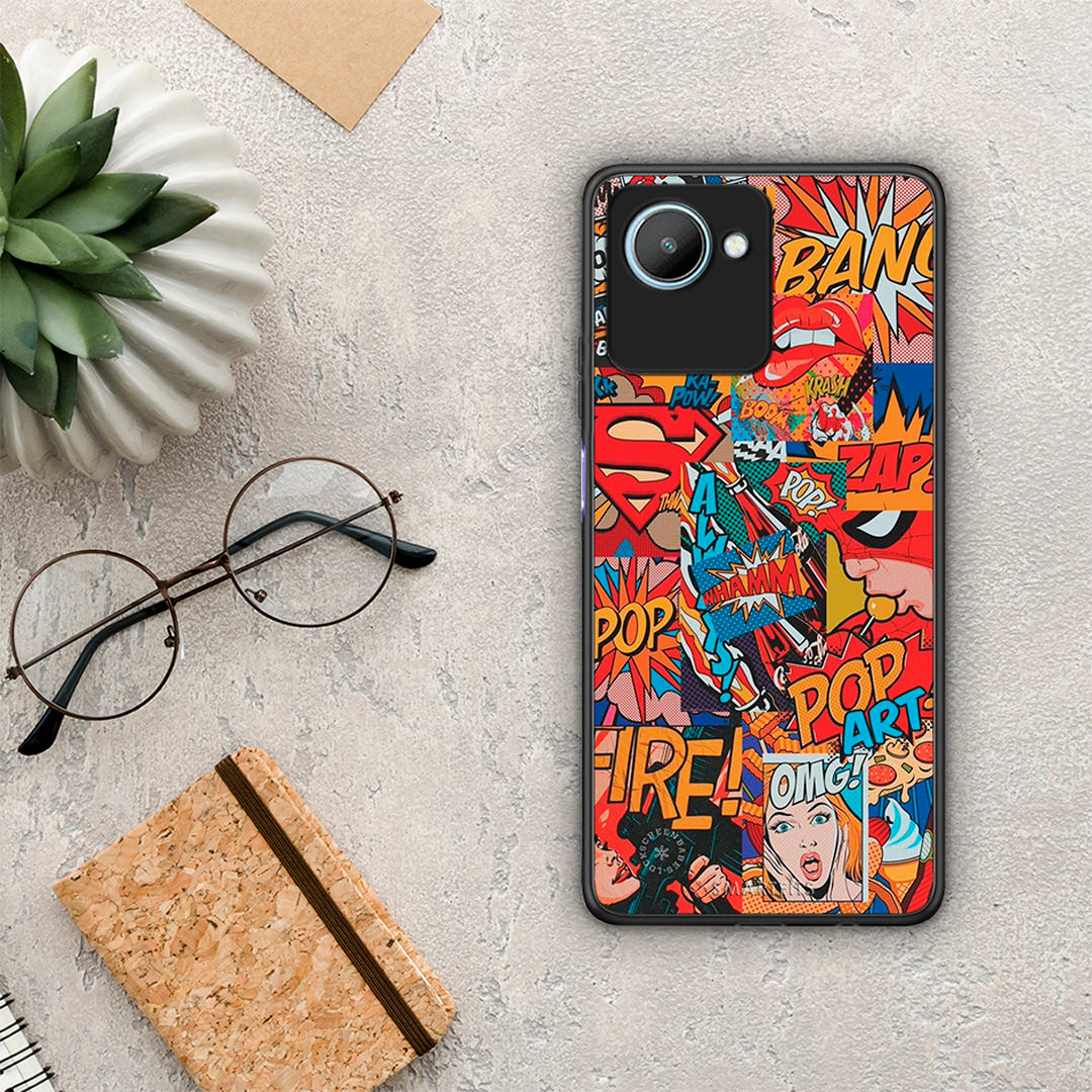 Θήκη Realme C30 PopArt OMG από τη Smartfits με σχέδιο στο πίσω μέρος και μαύρο περίβλημα | Realme C30 PopArt OMG Case with Colorful Back and Black Bezels