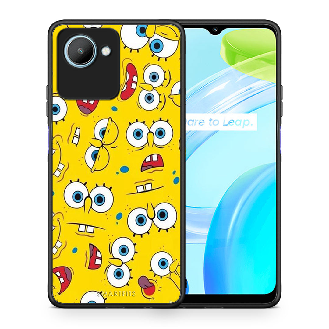 Θήκη Realme C30 PopArt Sponge από τη Smartfits με σχέδιο στο πίσω μέρος και μαύρο περίβλημα | Realme C30 PopArt Sponge Case with Colorful Back and Black Bezels