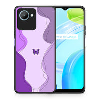 Thumbnail for Θήκη Realme C30 Purple Mariposa από τη Smartfits με σχέδιο στο πίσω μέρος και μαύρο περίβλημα | Realme C30 Purple Mariposa Case with Colorful Back and Black Bezels