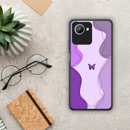 Θήκη Realme C30 Purple Mariposa από τη Smartfits με σχέδιο στο πίσω μέρος και μαύρο περίβλημα | Realme C30 Purple Mariposa Case with Colorful Back and Black Bezels