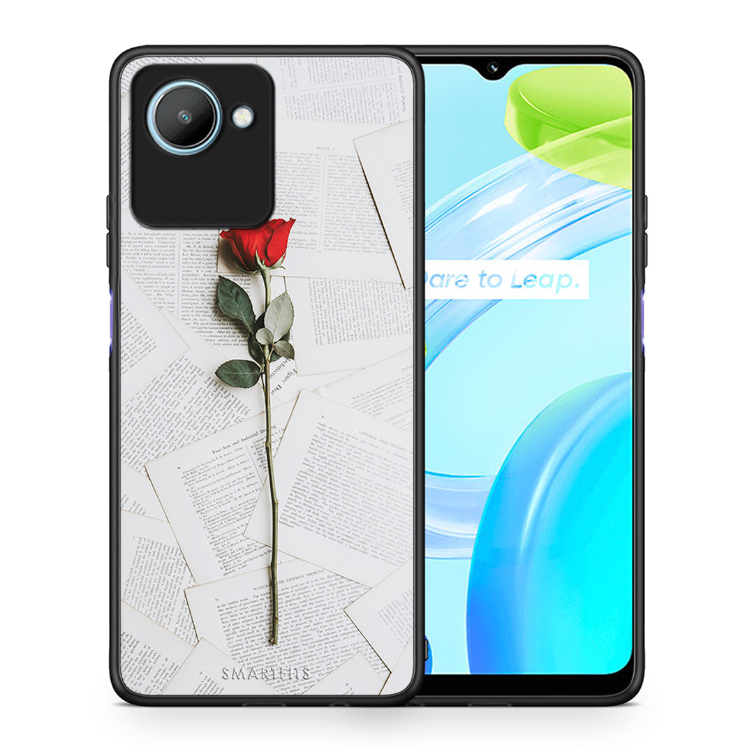 Θήκη Realme C30 Red Rose από τη Smartfits με σχέδιο στο πίσω μέρος και μαύρο περίβλημα | Realme C30 Red Rose Case with Colorful Back and Black Bezels