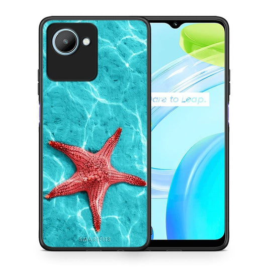 Θήκη Realme C30 Red Starfish από τη Smartfits με σχέδιο στο πίσω μέρος και μαύρο περίβλημα | Realme C30 Red Starfish Case with Colorful Back and Black Bezels