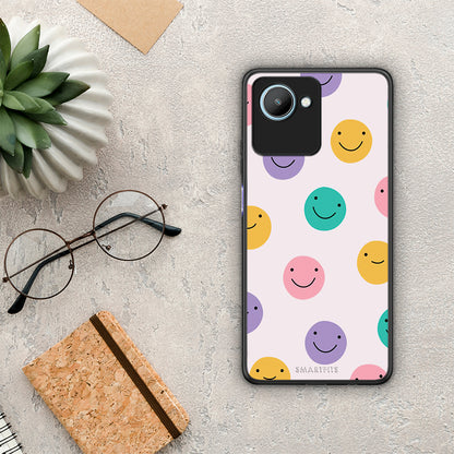 Θήκη Realme C30 Smiley Faces από τη Smartfits με σχέδιο στο πίσω μέρος και μαύρο περίβλημα | Realme C30 Smiley Faces Case with Colorful Back and Black Bezels