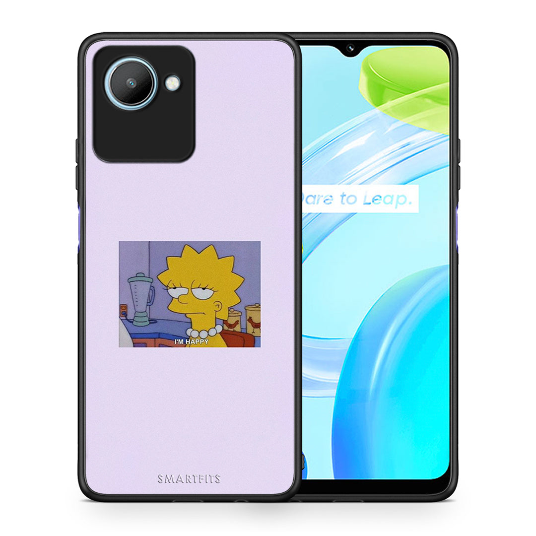 Θήκη Realme C30 So Happy από τη Smartfits με σχέδιο στο πίσω μέρος και μαύρο περίβλημα | Realme C30 So Happy Case with Colorful Back and Black Bezels