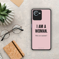 Thumbnail for Θήκη Realme C30 Superpower Woman από τη Smartfits με σχέδιο στο πίσω μέρος και μαύρο περίβλημα | Realme C30 Superpower Woman Case with Colorful Back and Black Bezels