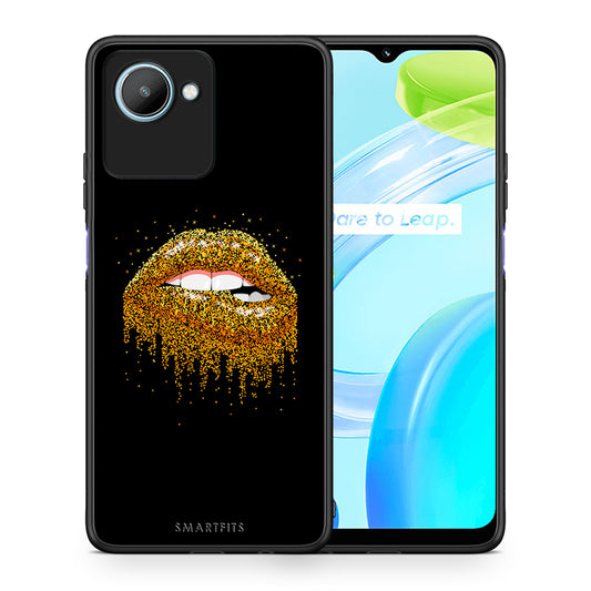 Θήκη Realme C30 Valentine Golden από τη Smartfits με σχέδιο στο πίσω μέρος και μαύρο περίβλημα | Realme C30 Valentine Golden Case with Colorful Back and Black Bezels