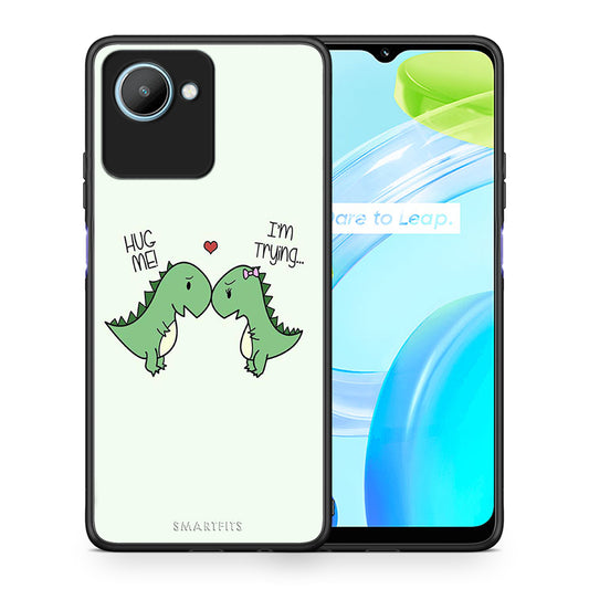 Θήκη Realme C30 Valentine Rex από τη Smartfits με σχέδιο στο πίσω μέρος και μαύρο περίβλημα | Realme C30 Valentine Rex Case with Colorful Back and Black Bezels