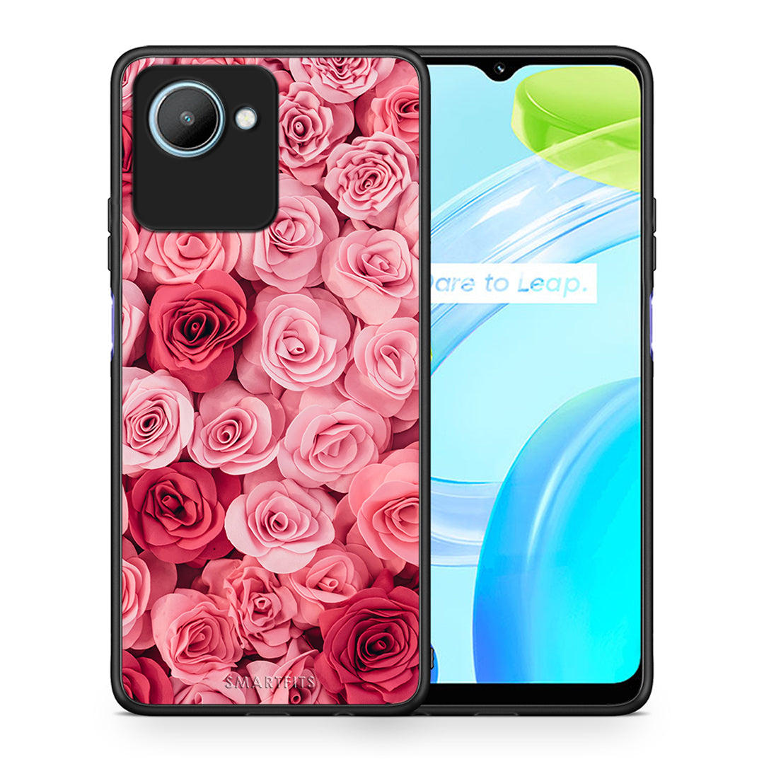 Θήκη Realme C30 Valentine RoseGarden από τη Smartfits με σχέδιο στο πίσω μέρος και μαύρο περίβλημα | Realme C30 Valentine RoseGarden Case with Colorful Back and Black Bezels