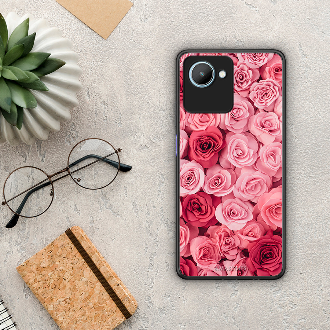 Θήκη Realme C30 Valentine RoseGarden από τη Smartfits με σχέδιο στο πίσω μέρος και μαύρο περίβλημα | Realme C30 Valentine RoseGarden Case with Colorful Back and Black Bezels