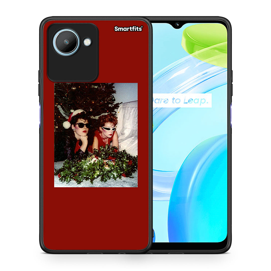 Θήκη Realme C30 Waiting For Xmas από τη Smartfits με σχέδιο στο πίσω μέρος και μαύρο περίβλημα | Realme C30 Waiting For Xmas Case with Colorful Back and Black Bezels