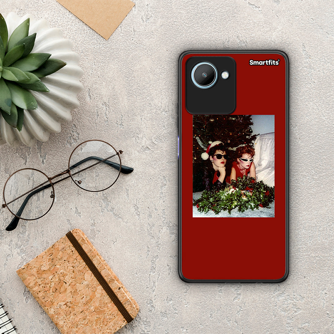 Θήκη Realme C30 Waiting For Xmas από τη Smartfits με σχέδιο στο πίσω μέρος και μαύρο περίβλημα | Realme C30 Waiting For Xmas Case with Colorful Back and Black Bezels