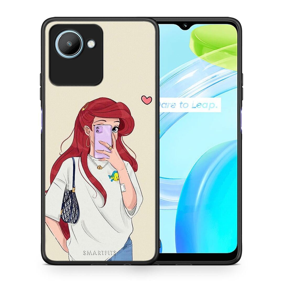 Θήκη Realme C30 Walking Mermaid από τη Smartfits με σχέδιο στο πίσω μέρος και μαύρο περίβλημα | Realme C30 Walking Mermaid Case with Colorful Back and Black Bezels