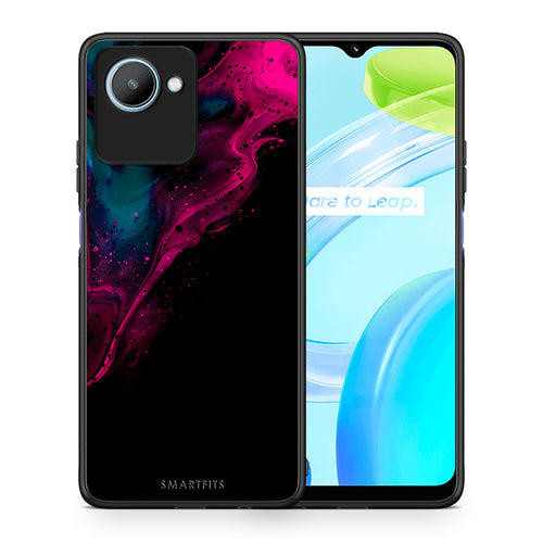 Θήκη Realme C30 Watercolor Pink Black από τη Smartfits με σχέδιο στο πίσω μέρος και μαύρο περίβλημα | Realme C30 Watercolor Pink Black Case with Colorful Back and Black Bezels