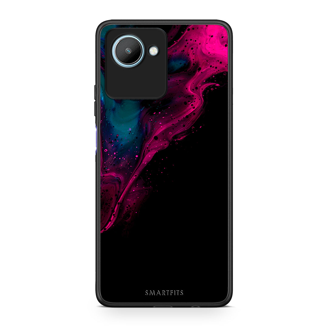 Θήκη Realme C30 Watercolor Pink Black από τη Smartfits με σχέδιο στο πίσω μέρος και μαύρο περίβλημα | Realme C30 Watercolor Pink Black Case with Colorful Back and Black Bezels