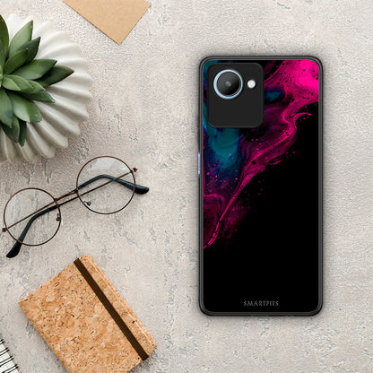 Θήκη Realme C30 Watercolor Pink Black από τη Smartfits με σχέδιο στο πίσω μέρος και μαύρο περίβλημα | Realme C30 Watercolor Pink Black Case with Colorful Back and Black Bezels