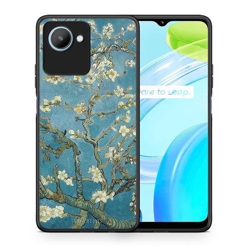 Θήκη Realme C30 White Blossoms από τη Smartfits με σχέδιο στο πίσω μέρος και μαύρο περίβλημα | Realme C30 White Blossoms Case with Colorful Back and Black Bezels