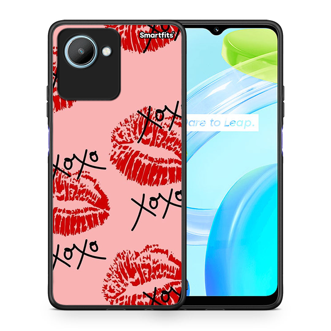 Θήκη Realme C30 XOXO Lips από τη Smartfits με σχέδιο στο πίσω μέρος και μαύρο περίβλημα | Realme C30 XOXO Lips Case with Colorful Back and Black Bezels