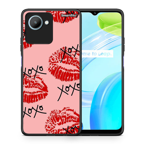 Θήκη Realme C30 XOXO Lips από τη Smartfits με σχέδιο στο πίσω μέρος και μαύρο περίβλημα | Realme C30 XOXO Lips Case with Colorful Back and Black Bezels