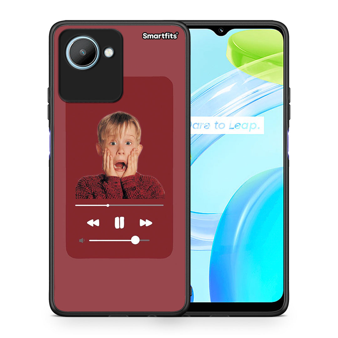 Θήκη Realme C30 Xmas Alone Music από τη Smartfits με σχέδιο στο πίσω μέρος και μαύρο περίβλημα | Realme C30 Xmas Alone Music Case with Colorful Back and Black Bezels