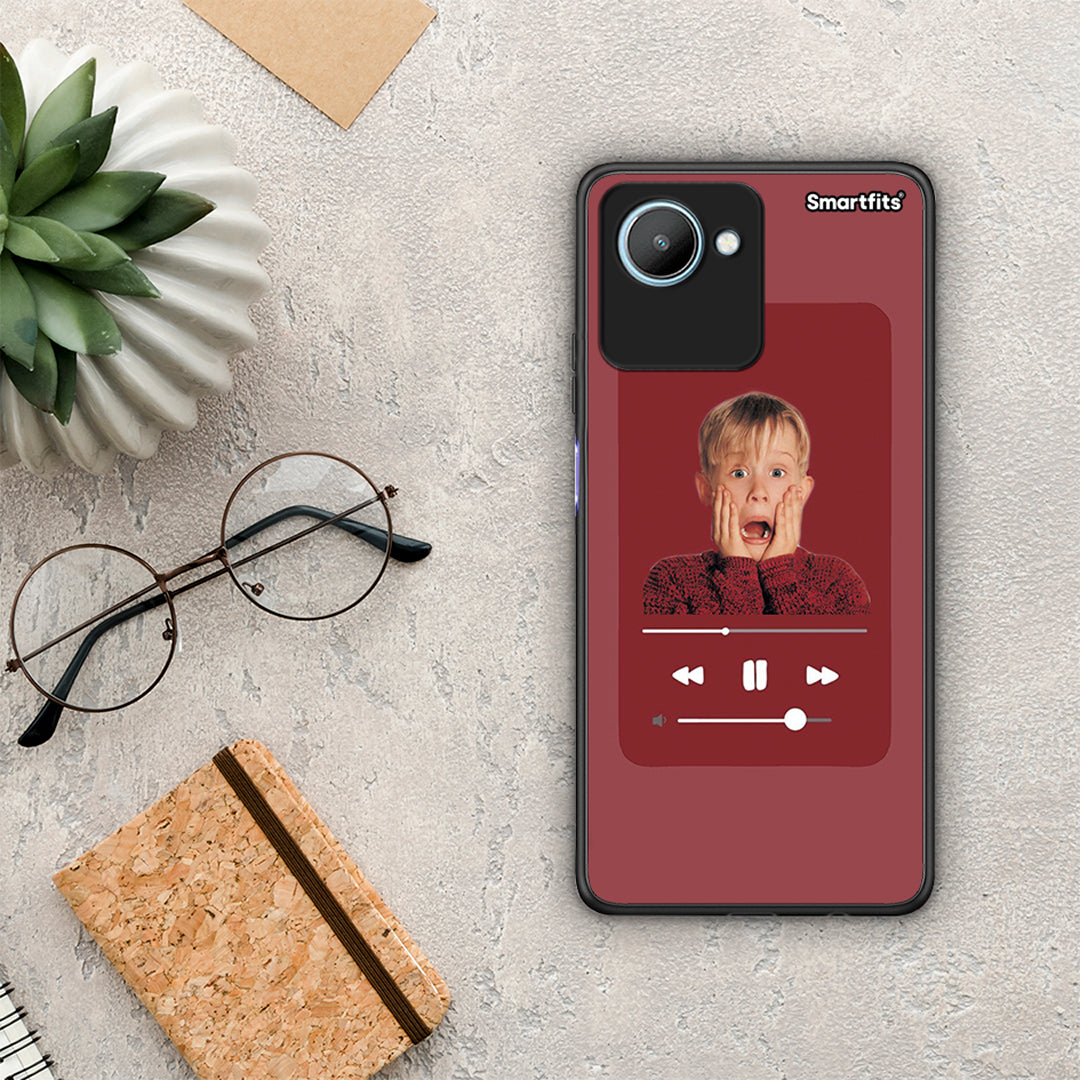 Θήκη Realme C30 Xmas Alone Music από τη Smartfits με σχέδιο στο πίσω μέρος και μαύρο περίβλημα | Realme C30 Xmas Alone Music Case with Colorful Back and Black Bezels