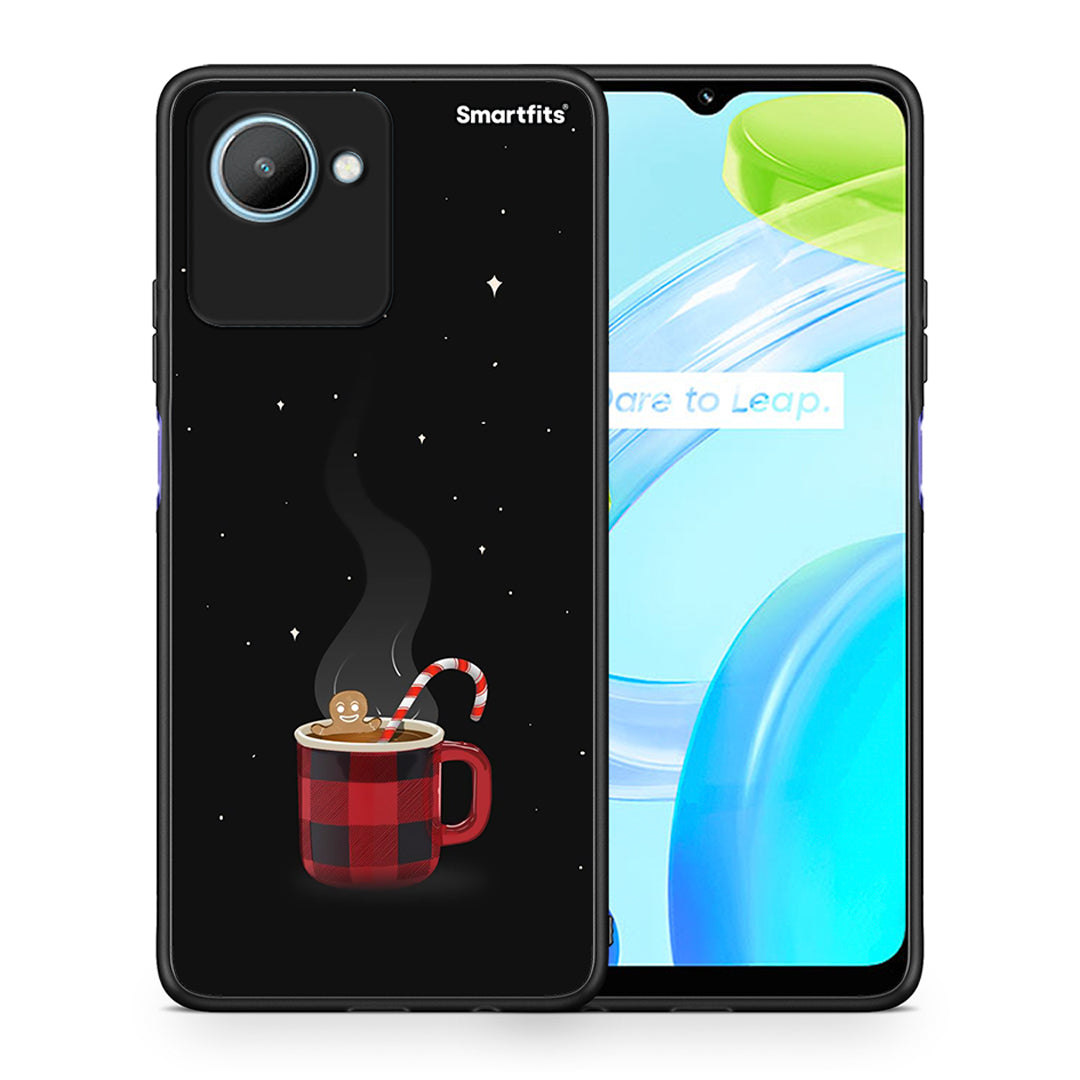 Θήκη Realme C30 Xmas Bathing από τη Smartfits με σχέδιο στο πίσω μέρος και μαύρο περίβλημα | Realme C30 Xmas Bathing Case with Colorful Back and Black Bezels