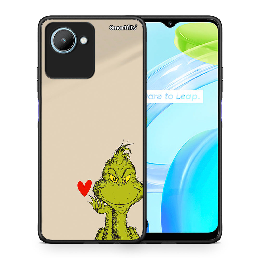 Θήκη Realme C30 Xmas Grinch από τη Smartfits με σχέδιο στο πίσω μέρος και μαύρο περίβλημα | Realme C30 Xmas Grinch Case with Colorful Back and Black Bezels