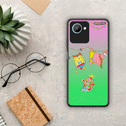 Θήκη Realme C30 Xmas Lights από τη Smartfits με σχέδιο στο πίσω μέρος και μαύρο περίβλημα | Realme C30 Xmas Lights Case with Colorful Back and Black Bezels