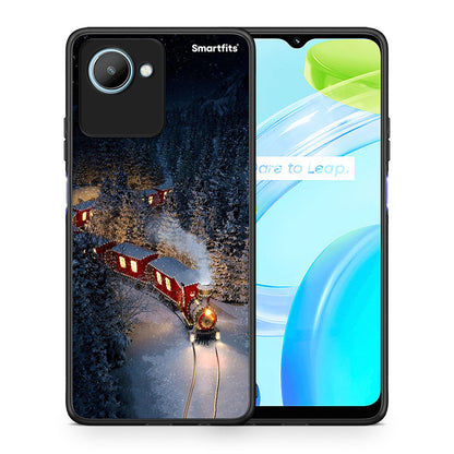 Θήκη Realme C30 Xmas Train από τη Smartfits με σχέδιο στο πίσω μέρος και μαύρο περίβλημα | Realme C30 Xmas Train Case with Colorful Back and Black Bezels