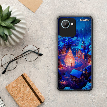 Θήκη Realme C30 Xmas Village από τη Smartfits με σχέδιο στο πίσω μέρος και μαύρο περίβλημα | Realme C30 Xmas Village Case with Colorful Back and Black Bezels