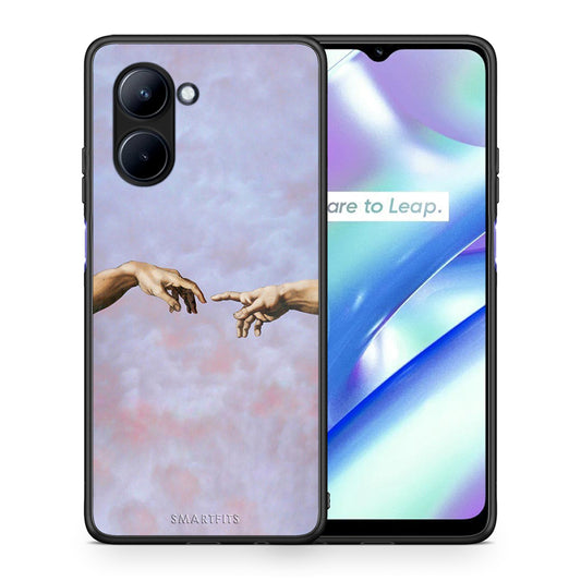 Θήκη Realme C33 Adam Hand από τη Smartfits με σχέδιο στο πίσω μέρος και μαύρο περίβλημα | Realme C33 Adam Hand Case with Colorful Back and Black Bezels