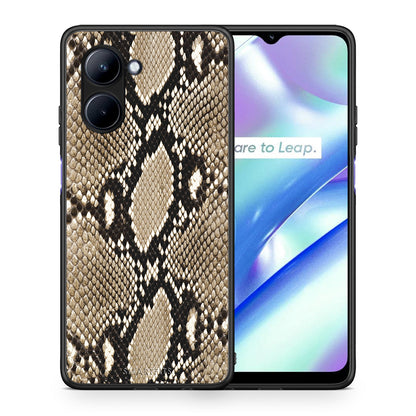 Θήκη Realme C33 Animal Fashion Snake από τη Smartfits με σχέδιο στο πίσω μέρος και μαύρο περίβλημα | Realme C33 Animal Fashion Snake Case with Colorful Back and Black Bezels