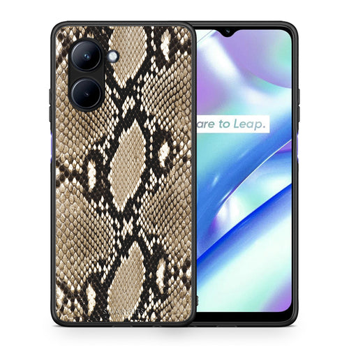 Θήκη Realme C33 Animal Fashion Snake από τη Smartfits με σχέδιο στο πίσω μέρος και μαύρο περίβλημα | Realme C33 Animal Fashion Snake Case with Colorful Back and Black Bezels