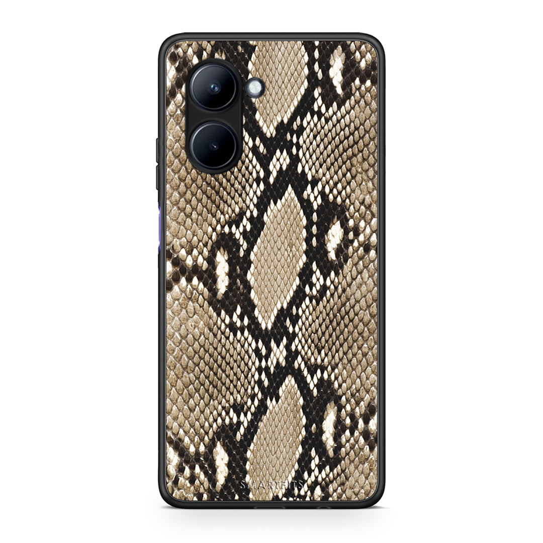 Θήκη Realme C33 Animal Fashion Snake από τη Smartfits με σχέδιο στο πίσω μέρος και μαύρο περίβλημα | Realme C33 Animal Fashion Snake Case with Colorful Back and Black Bezels
