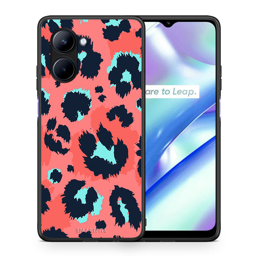Θήκη Realme C33 Animal Pink Leopard από τη Smartfits με σχέδιο στο πίσω μέρος και μαύρο περίβλημα | Realme C33 Animal Pink Leopard Case with Colorful Back and Black Bezels