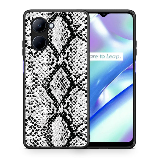 Θήκη Realme C33 Animal White Snake από τη Smartfits με σχέδιο στο πίσω μέρος και μαύρο περίβλημα | Realme C33 Animal White Snake Case with Colorful Back and Black Bezels