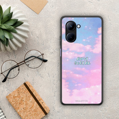 Θήκη Realme C33 Anti Social από τη Smartfits με σχέδιο στο πίσω μέρος και μαύρο περίβλημα | Realme C33 Anti Social Case with Colorful Back and Black Bezels