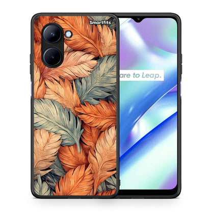 Θήκη Realme C33 Autumn Leaves από τη Smartfits με σχέδιο στο πίσω μέρος και μαύρο περίβλημα | Realme C33 Autumn Leaves Case with Colorful Back and Black Bezels