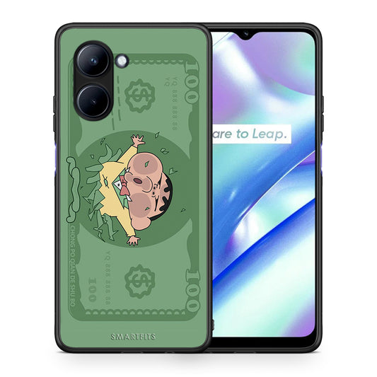 Θήκη Realme C33 Big Money από τη Smartfits με σχέδιο στο πίσω μέρος και μαύρο περίβλημα | Realme C33 Big Money Case with Colorful Back and Black Bezels
