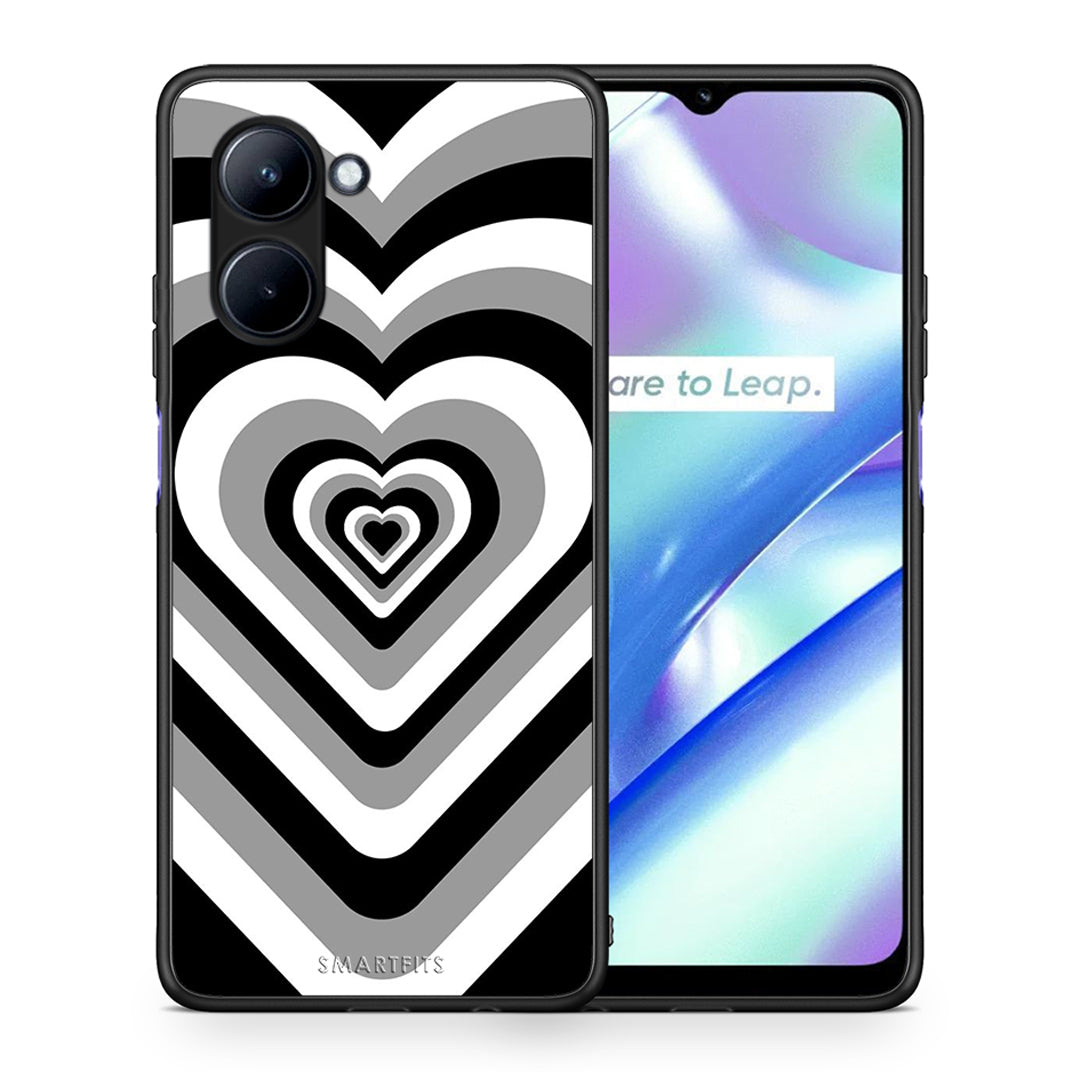 Θήκη Realme C33 Black Hearts από τη Smartfits με σχέδιο στο πίσω μέρος και μαύρο περίβλημα | Realme C33 Black Hearts Case with Colorful Back and Black Bezels