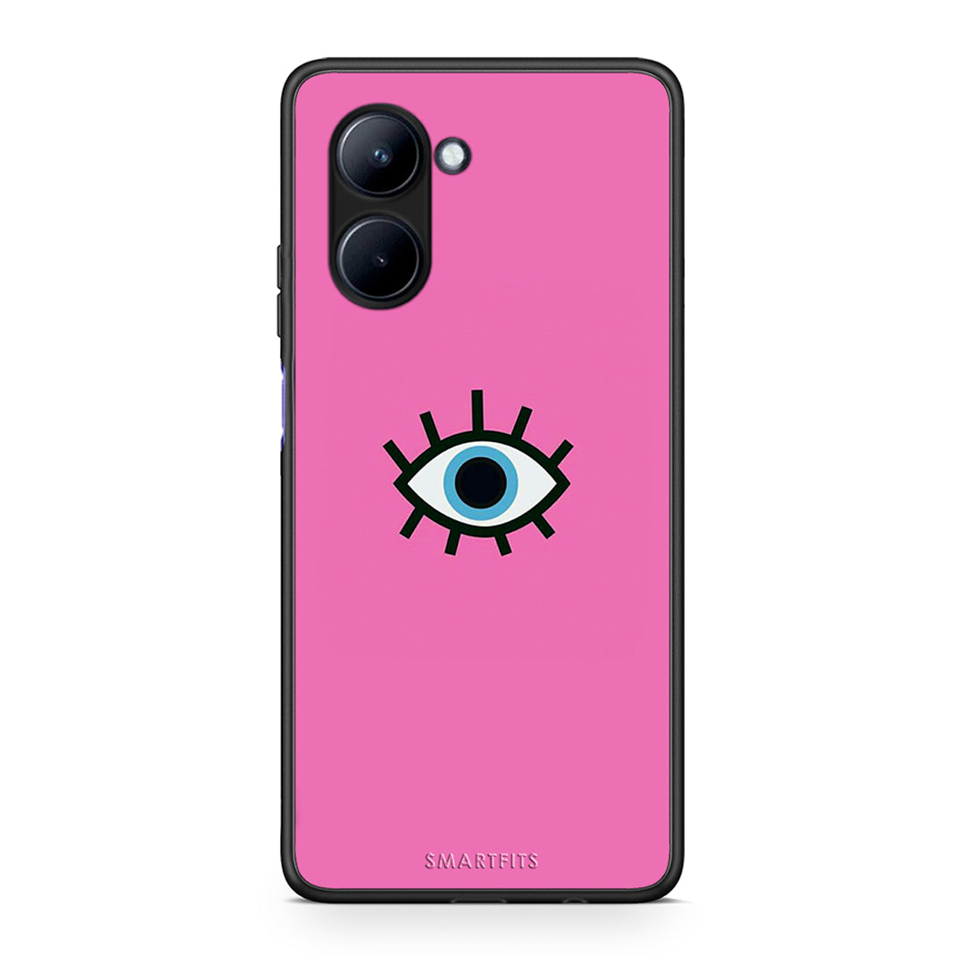 Θήκη Realme C33 Blue Eye Pink από τη Smartfits με σχέδιο στο πίσω μέρος και μαύρο περίβλημα | Realme C33 Blue Eye Pink Case with Colorful Back and Black Bezels